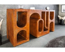 Abstracte consoletafel ART AMBIENTE 120cm koper patinalook beton rondboogdesign - 44309