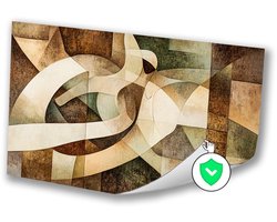 Abstracte dans in aardetinten - Beweging wanddecoratie - Wanddecoratie figuren - Kubisme - Woonkamer posters - Muurdecoratie slaapkamer - poster 120x80 cm