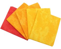 Abstracte gele blender bedrukte Fat Quarters bundel van 5 stoffen (45