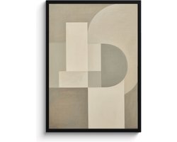 Abstracte geometrische fotolijst, A3 fotolijst, minimalistische muurkunst, grijze beige poster, MDF lijst acrylglas, Ready to hang, Wall Art