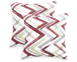 Abstracte Geometrische Sierkussenhoezen Set van 2 - Fleece, Bordeauxrood Grijs, 45 x 45 cm