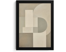 Abstracte Geometrische Wall Art A4 Fotolijst, Moderne Beige Grijze Kunst Print, High Resolution MDF Frame, Acrylglas, Wall Art