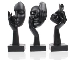 Abstracte Gezichtsbeelden - 3-delig Set voor Woondecoratie en Moderne Sculpturen