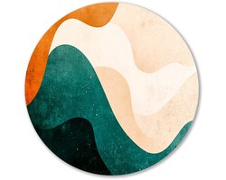 Abstracte golvende kleurencompositie - Golven wandcirkel - Wandpaneel natuur - Abstracte kunst - Forex ronde decoratie - Woonaccessoires - Muurcirkel forex 100x100 cm