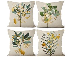 Abstracte Groene Kussenhoezen voor Sofa en Bed - Set van 4 - 40x40 cm