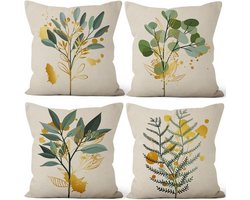 Abstracte Groene Kussenhoezen voor Sofa en Bed - Set van 4 - 40x40 cm