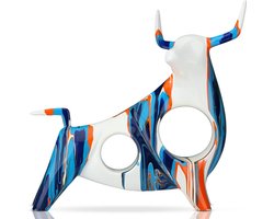 Abstracte Hars Bull Standbeeld Home Decor - Creatieve Dier Sculptuur Meubels - Polyresin Beeldje Hol Blauw Wit A