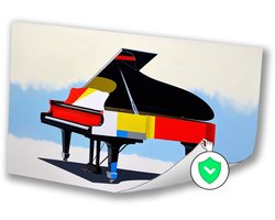 Abstracte kleurrijke vleugelpiano kunst - Piano poster - Wanddecoratie muziekinstrument - Abstracte kunst - Decoratieve posters - Slaapkamer accessoires - poster 70x50 cm