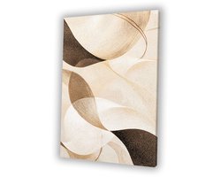 Abstracte kunst - Canvas schilderij 75x100 cm - Japandi - Decoratie voor thuis - Bruin - Beige - Woonkamer accessoires - Slaapkamer wanddecoratie - Kantoor schilderijen - Muurdecoratie hal
