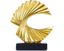 Abstracte Kunst Hars Standbeeld Woondecoratie-Wave Sculptuur Decoratie Ornamenten voor Woonkamer Eetkamer Kantoorkast Bar Planken Tafel Midden Stukken (B)