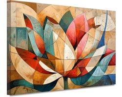 Abstracte kunst portret - Art Deco wanddecoratie - Muurdecoratie Woonkamer - Muurdecoratie landelijk - Canvas schilderij - Woondecoratie canvas 150x100 cm