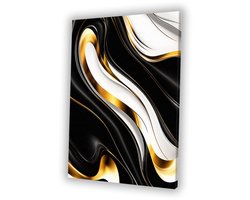 Abstracte lijnen met gouden accenten - Golvend portret - Kunstwerk patronen - Art Deco - Decoratie voor thuis - Decoratie kamer - Canvas 50x70 cm