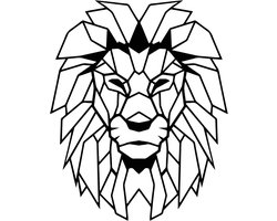 Abstracte Metalen Wanddecoratie Leeuwenkop Zwart - Moderne Muurkunst voor Woonkamer en Slaapkamer - 66x81 cm