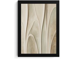 Abstracte Muurkunst Fotolijst A4, Beige en Grijze Lijnen Print, Hoge Resolutie MDF Frame met Acrylglas, Wanddecoratie, Wall Art