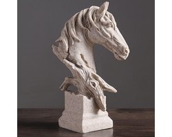 Abstracte Paardenkop Sculptuur voor Woondecoratie - Moderne Dierlijke Beelden voor de Woonkamer en Interieuraccessoires van Zandsteen
