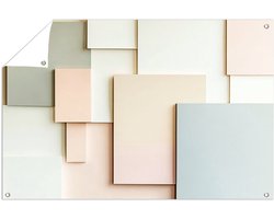 Abstracte pastel rechthoek compositie - Abstractie tuinprint - Tuinwanddecoratie rechthoeken - Minimalisme - Tuin accessoires - Tuinontwerp decoratie - Tuinposter 150x100 cm