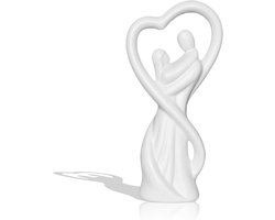 Abstracte Porseleinen Beeld van Koppel, Moderne Kunst Decoratie voor Woonkamer, Kantoor en Café, Unieke Sculptuur en Beeldhouwwerk in Wit