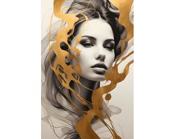Abstracte Poster | Goud Poster | Aesthetic Art | Aesthetic Poster | Wanddecoratie | 50x70cm | Muurposter | Aesthetic room decor | S2049MT | Geschikt om in te lijsten