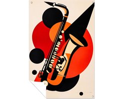 Abstracte saxofoon poster kunst - Saxofoon poster - Poster van buiten muziekinstrument - Art Deco - Tuinaccessoires - Decoratie tuin - Tuinposter 40x60 cm