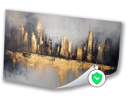 Abstracte skyline met reflecties - Steden poster - Muurdecoratie skyline - Abstracte kunst - Retro poster - Posterprints - poster 120x80 cm