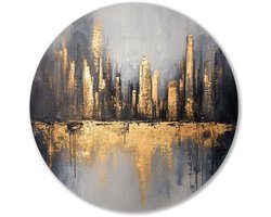 Abstracte skyline met reflecties - Steden wanddecoratie rond - Ronde wandprint skyline - Abstracte kunst - Forex decoratie rond - Woonkamer wandkunst - muurcirkel forex 60x60 cm