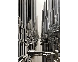 Abstracte Stad - Abstract - Stad - Zwart Wit - Aesthetic Art - Lijnen - posters - formaat 50x70cm - Wanddecoratie - Aesthetic room decor - S1176MT