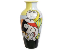 Abstracte vaas van porselein – handbeschilderde design vaas abstract motief – luxe woondecoratie voor woonkamer of hal