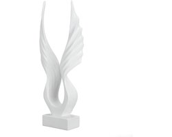 Abstracte vleugel sculptuur van hars, witte engelenvleugel standbeeld decoratie - artistiek ornament voor woonkamer, kantoor, bureau en plank
