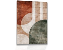 Abstracte vormen met strepen - Wanddecoratie - Glasschilderij - 50x75 cm