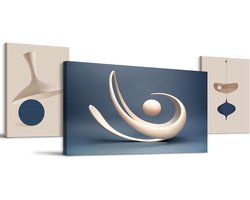 Abstracte Wanddecoratie Set in Morandi Blauw voor Woonkamer en Slaapkamer