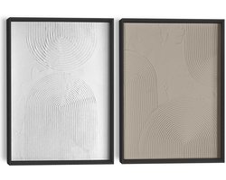 Abstracte wanddecoratie set met structuur Reliëf bogen - 40 x 30 - Hout - REINDERS