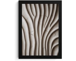 Abstracte Wandkunst Fotolijst, Beige Curves A4, Hoge Resolutie Print, Moderne Art, Minimalistische Decoratie, MDF Frame, Acrylglas, Wall Art