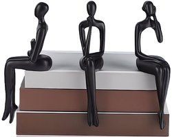 Abstracte Zittende Figuren Decoratie-3 Delige Beeldjes Set-Scandinavische Woondecoratie voor Tv-Meubel en Vitrinekast-Zwart