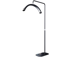 Abundancia® - Deluxe LED Moon Light - Behandellamp - 360° Rotatie - Salonlamp - Halve maan lamp - Beauty lamp - Incl. smartphonehouder - Beauty - Tattoo - Massage - Nagelstyliste - Make-up - Verlichting - Grootste variant! - Zwart