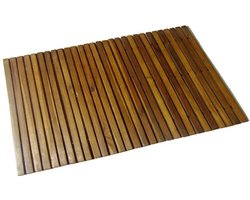Acacia Houten Badmat 80 x 50 cm | Badkamer mat – Sauna | Hoogwaardig Acaciahout – Weerbestendig en duurzaam | Rubberen achterkant – Antislip | Vloermat - Vloerkleed