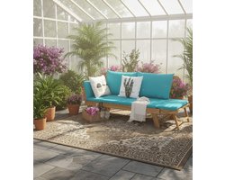 Acacia Houten Verstelbare Slaapbank – Omvormbare Tuinbank met Chaise Longue en Verstelbare Armleuningen, Comfortabele Buiten Slaapbank voor Tuin, Zwembad of Achtertuin – Wit House&Garden