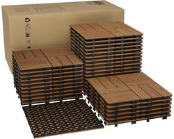 Acaciahouten terrastegels (33 stuks, 30 x 30 cm), waterdicht, antislip, geschikt voor terras, balkon, zwembad, tuin en achtertuin, bruin