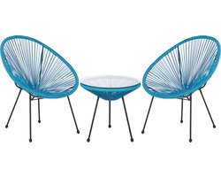 ACAPULCO - Bistroset voor 2 - Blauw - PE rotan