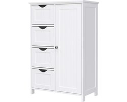ACAZA Badkamerkast - Ladekast - Opbergkasten met deuren - 4 Laden en Kastje - 55 x 30 x 81cm - Wit