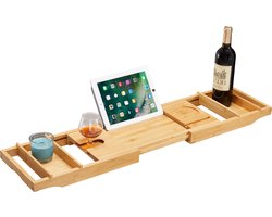 ACAZA Badplank - Badrek - Badplank voor in bad – Uitschuifbaar van 75 tot 109 cm Breed - Bamboe