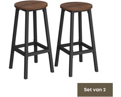 ACAZA Barkruk - Per 2 - Barkrukken Set van 2 - Hoogte 65 cm - Walnoot - Barstoel - Ronde Barkrukken