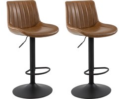 ACAZA Barkrukken set van 2 - Barstoelen - Vintage Bruin - Verstelbare Hoogte 90-105 cm - Set van 2 Barstoelen - Barstoelen met Rugleuning - Vintage