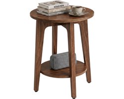 ACAZA Bijzettafel - Nachtkastje - Walnoot - 40 x 50 cm (B x H) - Kleine Salontafel Rond - Banktafel Hout
