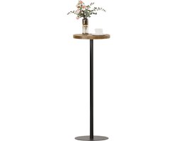 ACAZA Bijzettafel – Ronde Tafel – Vintage Bruin & Zwart - 25 x 70 cm (Ø x H) – Stabiel Metaal – Salontafel – Bed Tafel - Industrieel Design - Bedtafel - Banktafel - Bijzettafeltje hout - Past in elke ruimte