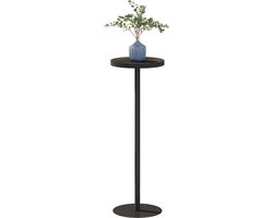 ACAZA Bijzettafel – Ronde Tafel – Zwart - 25 x 70 cm (Ø x H) – Stabiel Metaal – Salontafel – Bed Tafel - Industrieel Design - Bedtafel - Banktafel - Bijzettafeltje hout - In hoogte verstelbaar