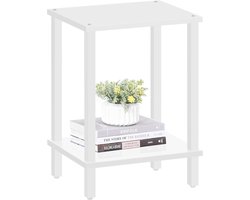 ACAZA Bijzettafel - Tafeltje - Wit - 38 x 30 x 55 cm (L x B x H) - Nachtkastje - Tafel Industrieel - Banktafel - Bijzettafels - Bijzettafel wit - Bijzettafel hout - Houten Bijzettafel