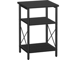 ACAZA Bijzettafel - Tafeltje - Zwart - 34 x 30 x 60 cm (L x B x H) - Nachtkastje - Tafel Industrieel - Banktafel - Bijzettafels - Bijzettafel zwart - Bijzettafel hout - Houten Bijzettafel