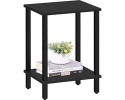 ACAZA Bijzettafel - Tafeltje - Zwart - 38 x 30 x 55 cm (L x B x H) - Nachtkastje - Tafel Industrieel - Banktafel - Bijzettafels - Bijzettafel zwart - Bijzettafel hout - Houten Bijzettafel