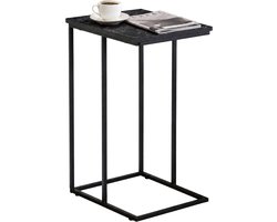 ACAZA Bijzettafel - Zwart - Marmerlook - Nachtkastje - Tafeltje - Banktafel - Ruimtebesparend