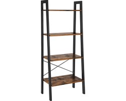 ACAZA Boekenkast - Boekenrek - 4 Legplanken - 136 x 56 x 34 cm - Industriele Kast - Vintage Bruin en Zwart